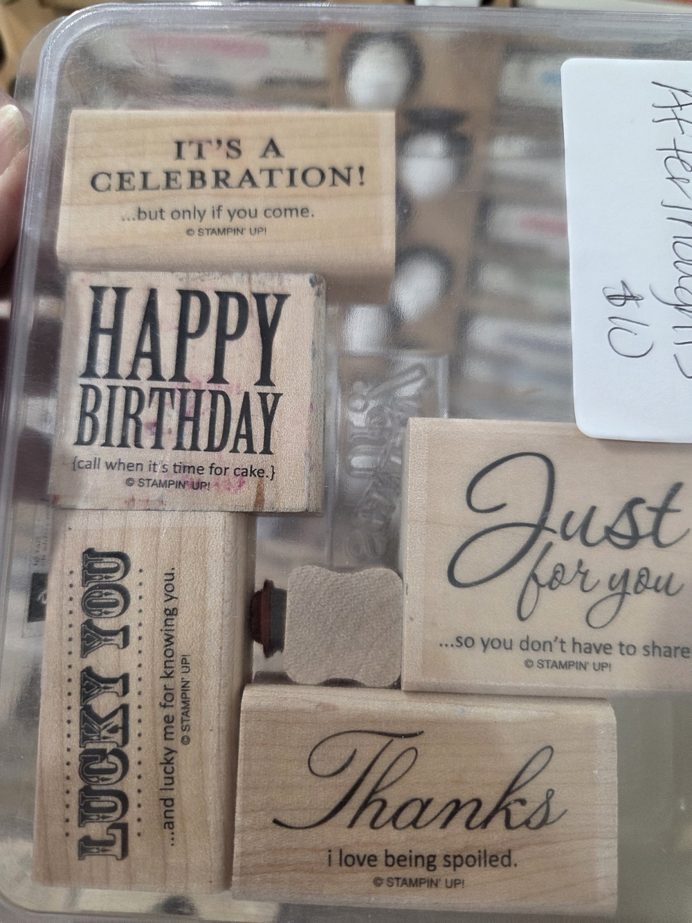 Stampin' Up! Neutral Wood Tone Sentiment Stamp Set - Natural Beige